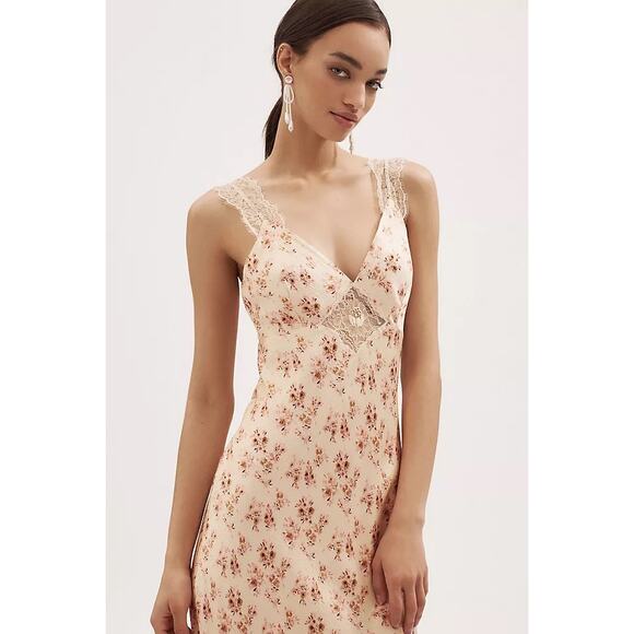 Cami NYC Rika Floral Hammered Silk Dress ivory pink size 6 - Picture 15 of 15